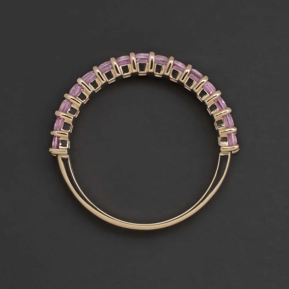 1.5ct NATURAL PINK SAPPHIRE STACKING RING WEDDING BAND 14k ROSE GOLD BAGUETTE