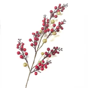 Artificial Berry Holly Fruit & Bauble Christmas Spray - Red (Style 1)