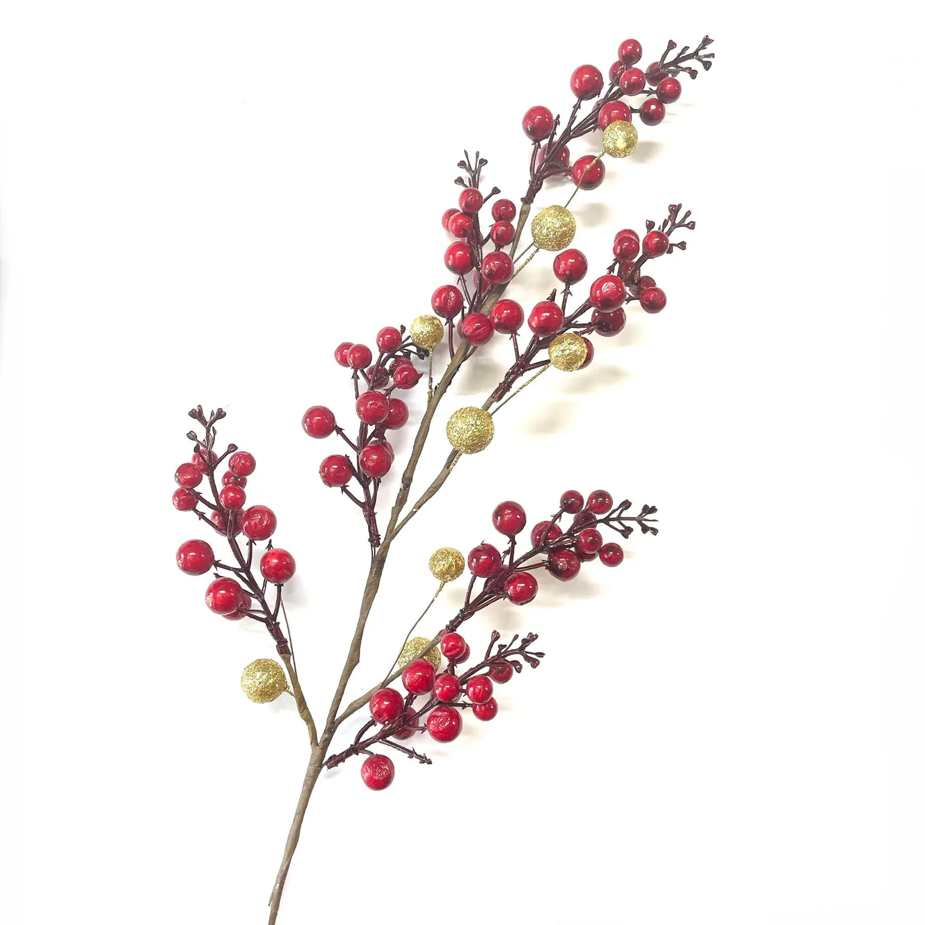 Artificial Berry Holly Fruit & Bauble Christmas Spray - Red (Style 1)