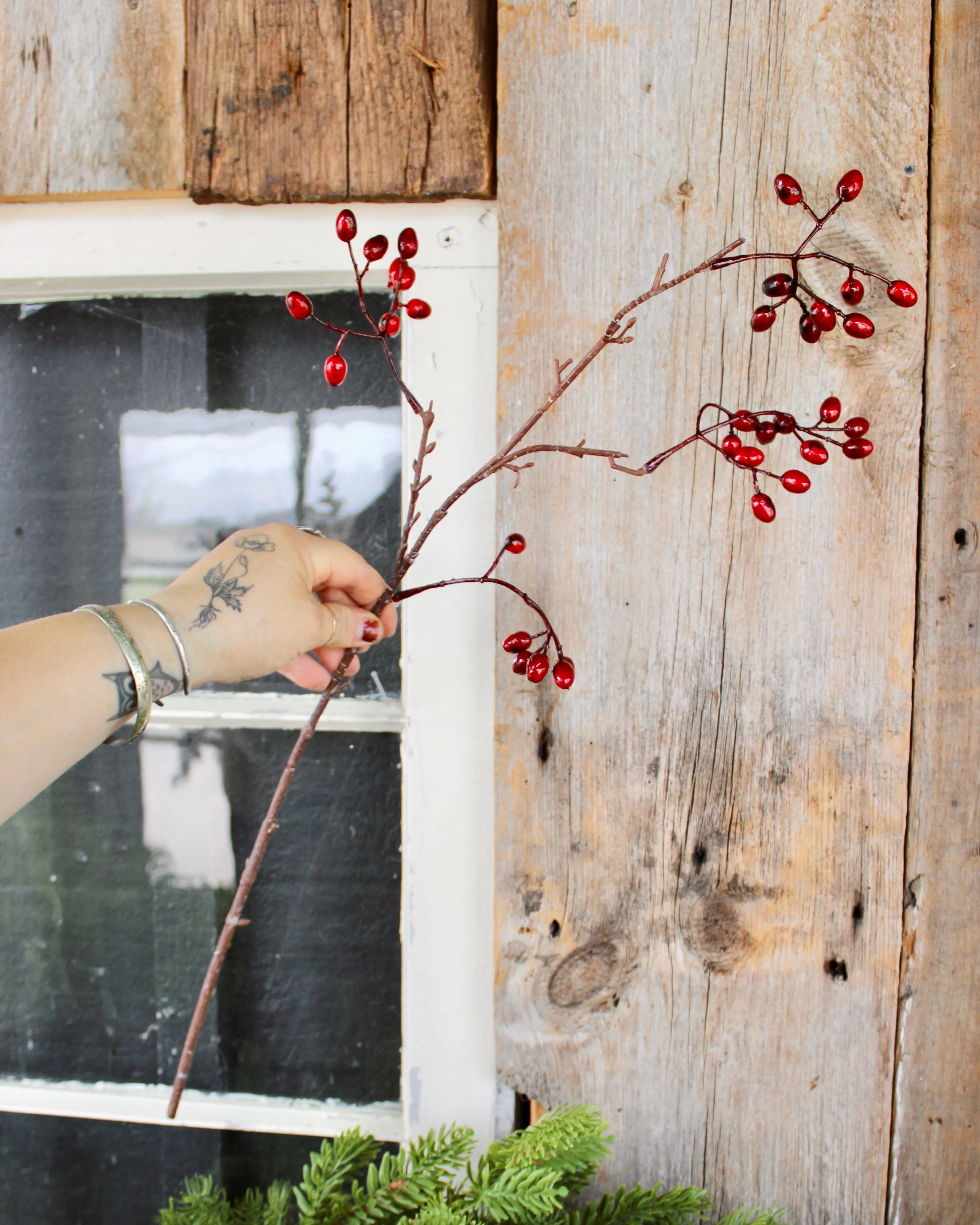 Burgundy Hypericum Berry Spray