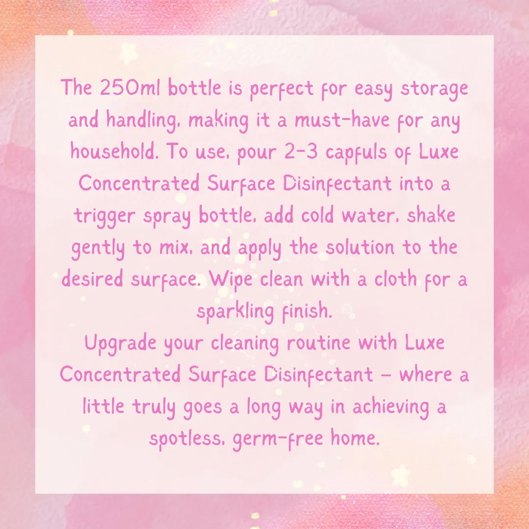 Luxe DISINFECTANT Surface Cleaner 250ml VARIOUS SCENTS