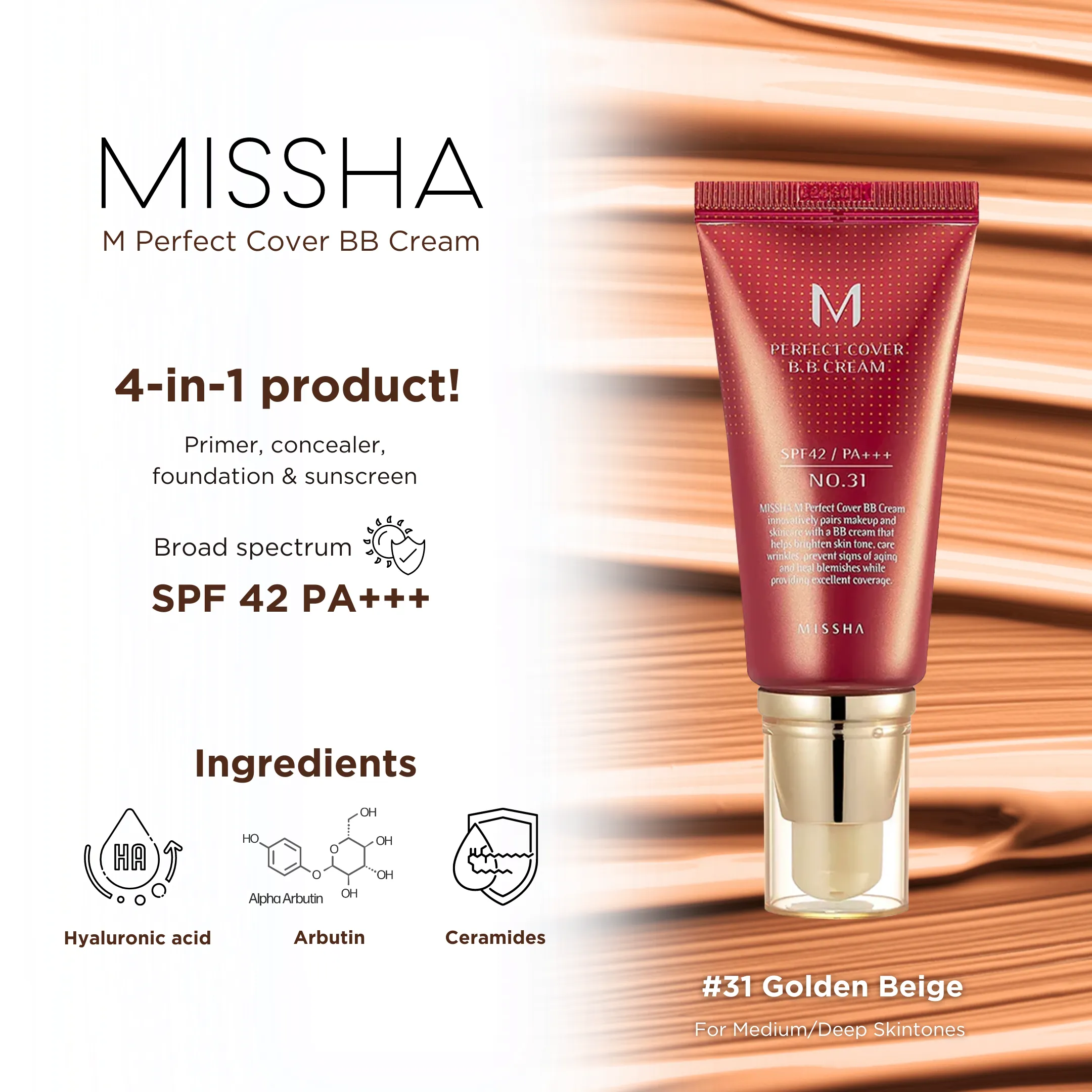 M Perfect Cover BB Cream SPF 42 PA    (31 Golden Beige)