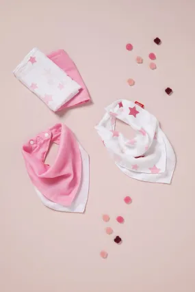 The Little Linen Company - Bamboo Bib & Washer (Multi Pack) - Stars Pink
