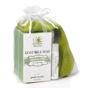 Two Bar Gift Set - Goat Milk Soap, Mesh Soap Saver, & Lip Balm