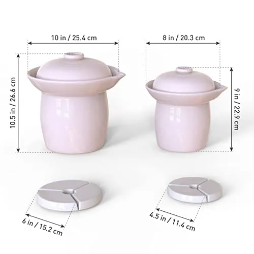 Zetilli Fermentation Crock Jar Fermenting Crock Glazed Weights 0.5 Gallon 2L