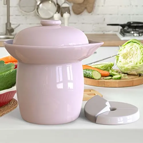 Zetilli Fermentation Crock Jar Fermenting Crock Glazed Weights 0.5 Gallon 2L
