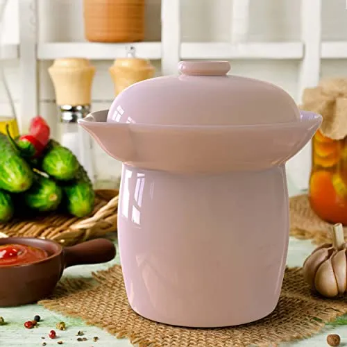 Zetilli Fermentation Crock Jar Fermenting Crock Glazed Weights 0.5 Gallon 2L